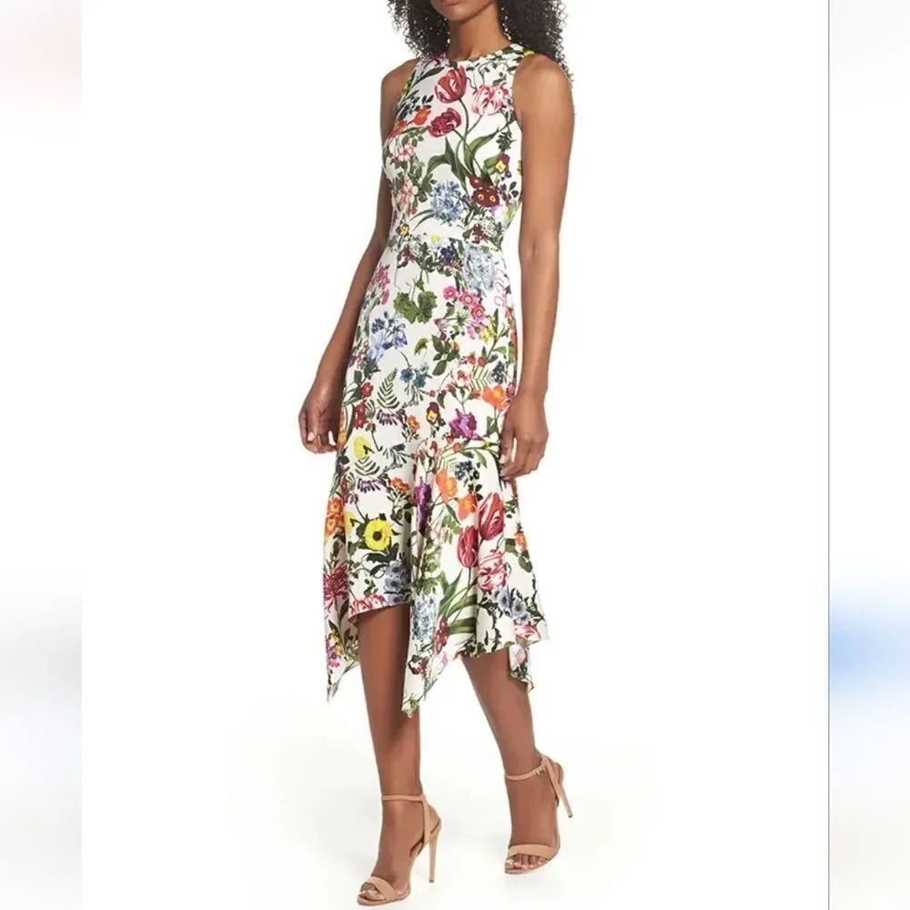 Maggie London Floral Sleeveless Sheath Dress Size 6